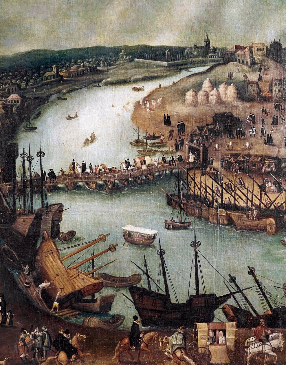 Sevilla Şehri.Detaylı liman ve Ticari Faaliyetler(resim, 16. yüzyıl sonu) by Alonso Sánchez Coello