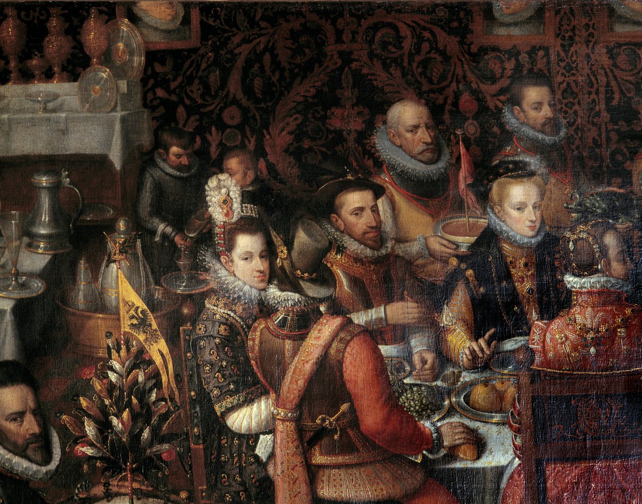 Avusturya hanedanının hükümdarlarının ziyafeti Sağda Avusturya Annesini (1549-1580), İspanya II. Philip