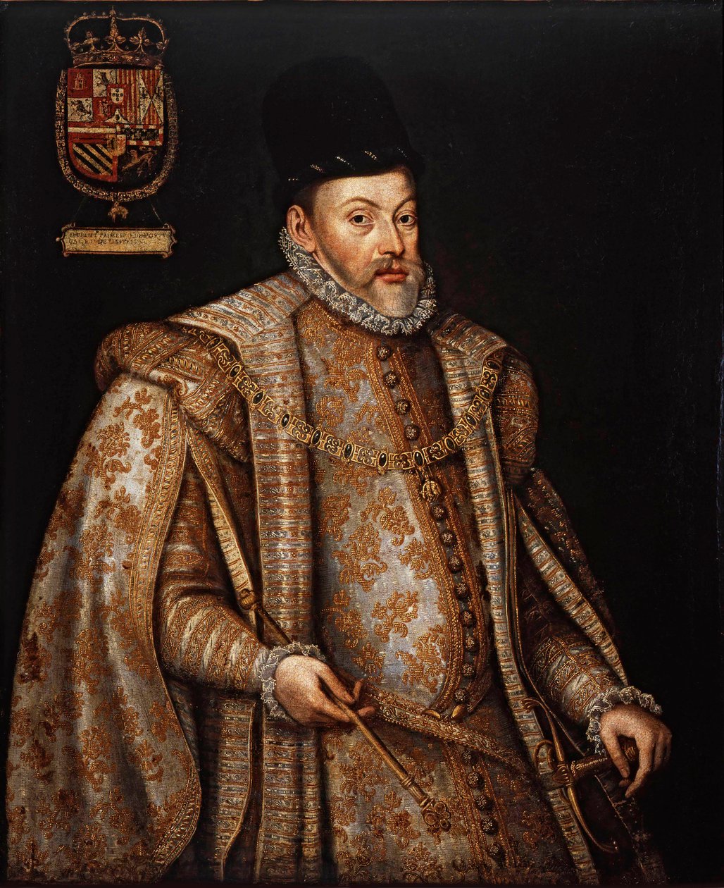 Philip II 1527-1598, İspanya ve Portekiz Kralı, 16. yüzyılın ikinci yarısı portresi. by Alonso Sánchez Coello