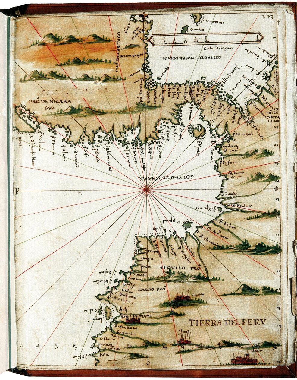 Orta Amerika ve Peru Haritası by Alonso de Santa Cruz
