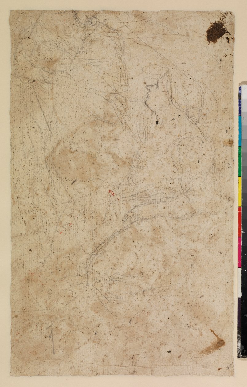 Profilde diz çökmüş bir kadınla figür çalışmaları, tersi, 17. yüzyıl by Alonso del Arco