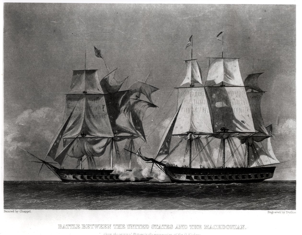 Amerika Birleşik Devletleri ve Makedon arasındaki savaş, 30 Ekim 1812, Duthie tarafından oyulmuş by Alonzo Chappel