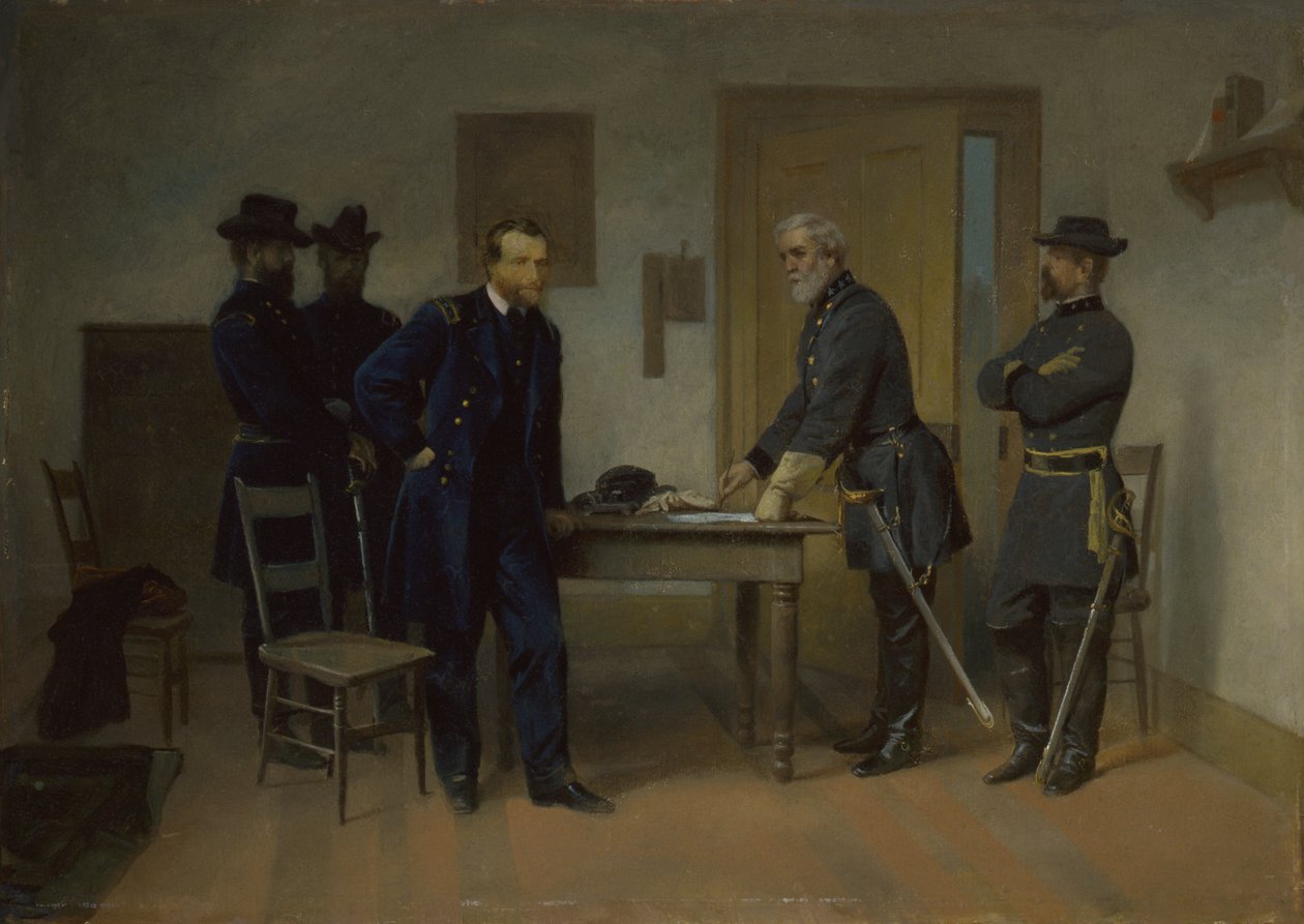 Lee, Appomattox'ta Grant'e Teslim olurken, yakl. 1870. by Alonzo Chappel
