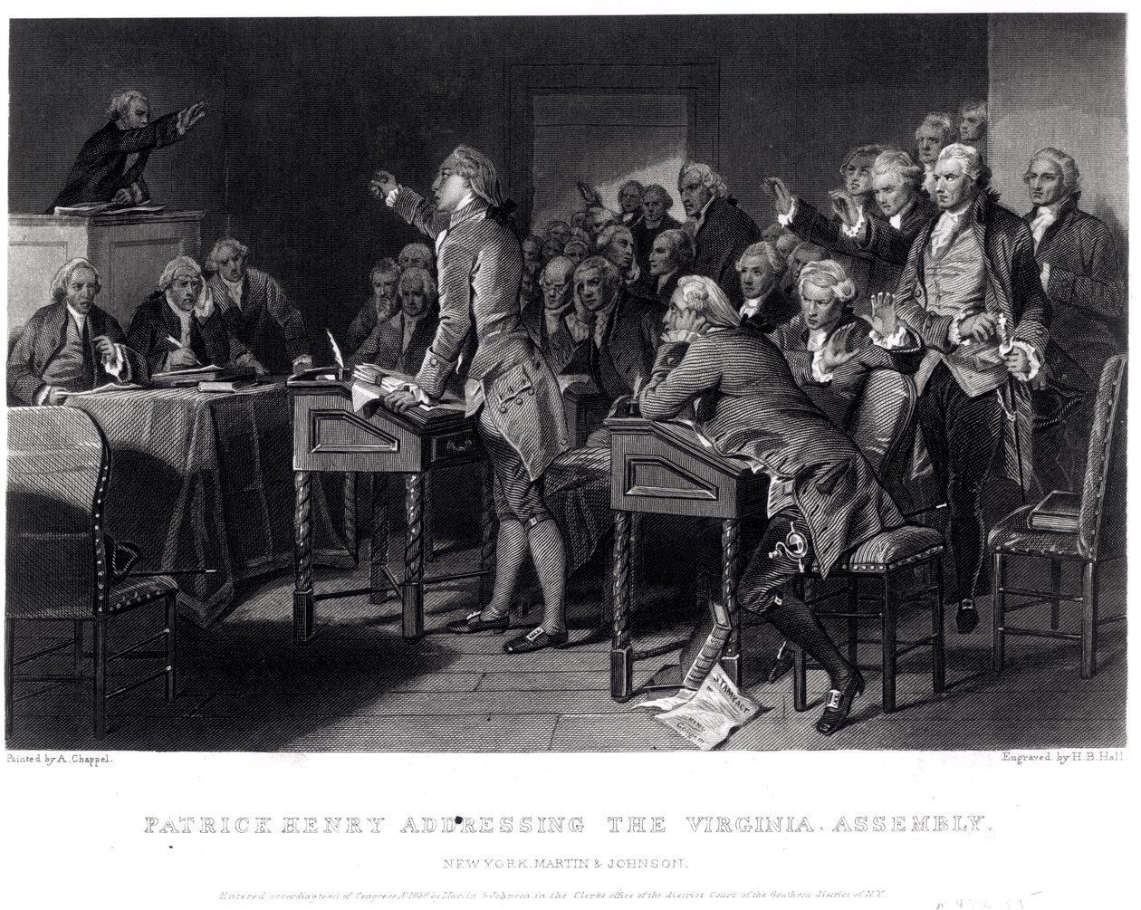 Patrick Henry Virginia Meclisine hitap ederken, Mart 1775, Henry Bryan Hall (1808-84), 1856 by Alonzo Chappel