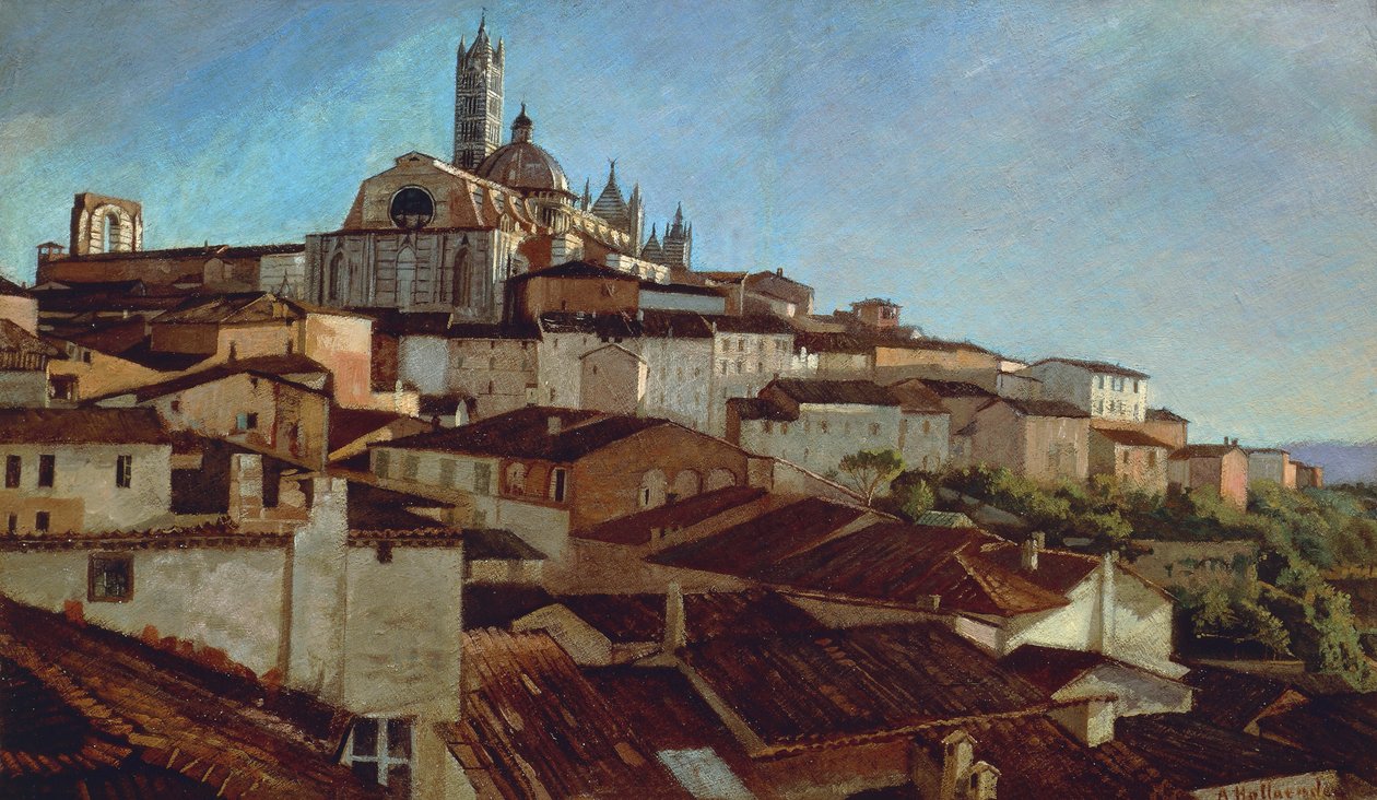 Siena, Alfonso Hollaender (1845-1923), karton üzerine tuval üzerine yağlı boya, 31x51 5 cm by Alphons Hollaender