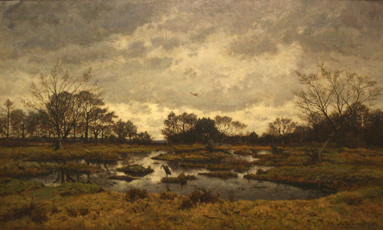 Mart ayında peri havuzunda bir gün. Fontainebleau 1876 - Maartse dag aan de ücretienplas by Alphonse Asselbergs