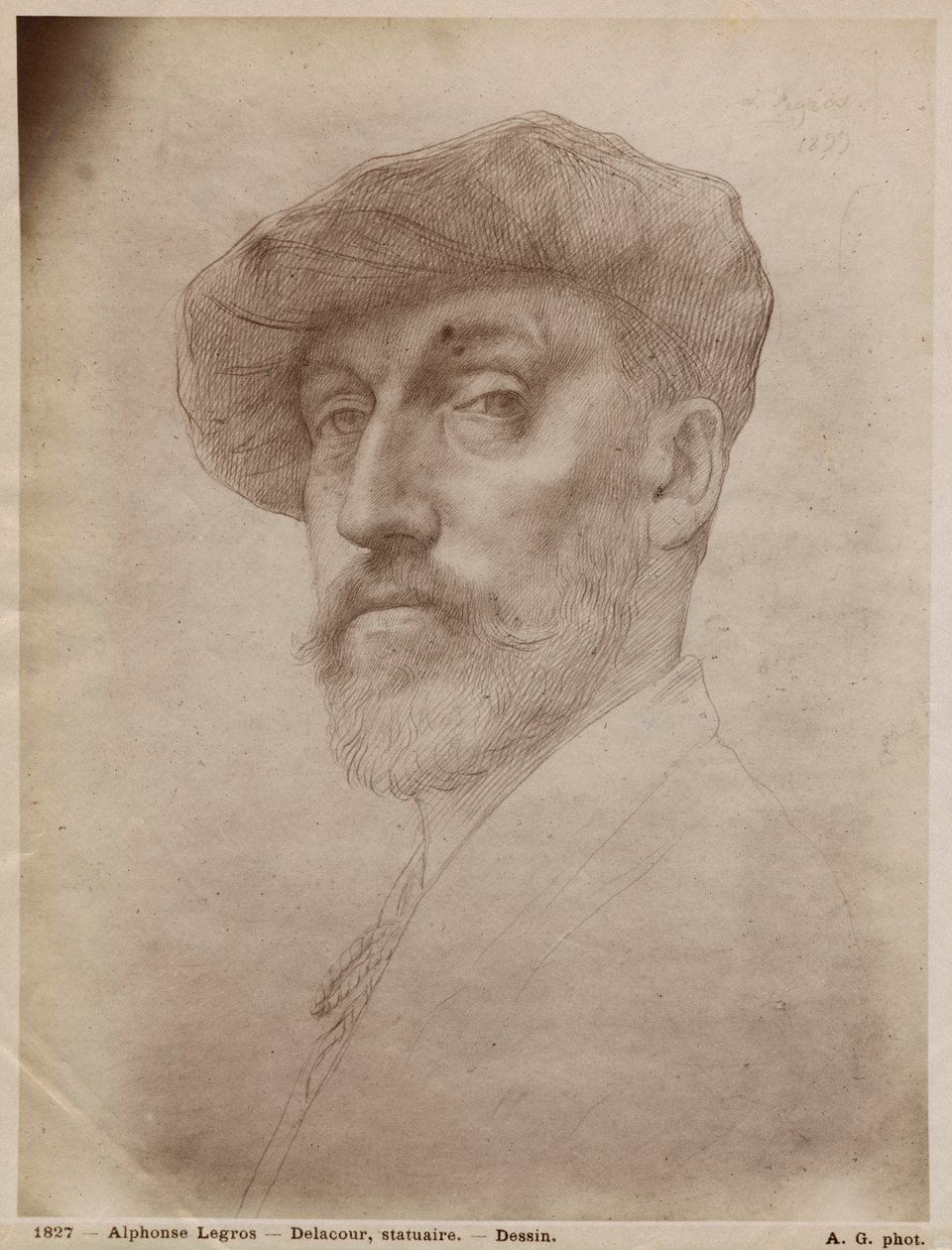 Clovis Delacoux, heykeltıraş, 1899 (karton üzerine gümüş uçlu) by Alphonse Legros