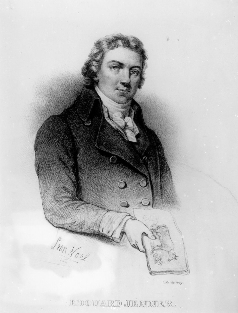 Edward Jenner (1749-1823) portresi, de Frey tarafından litografi by Alphonse Leon Noel