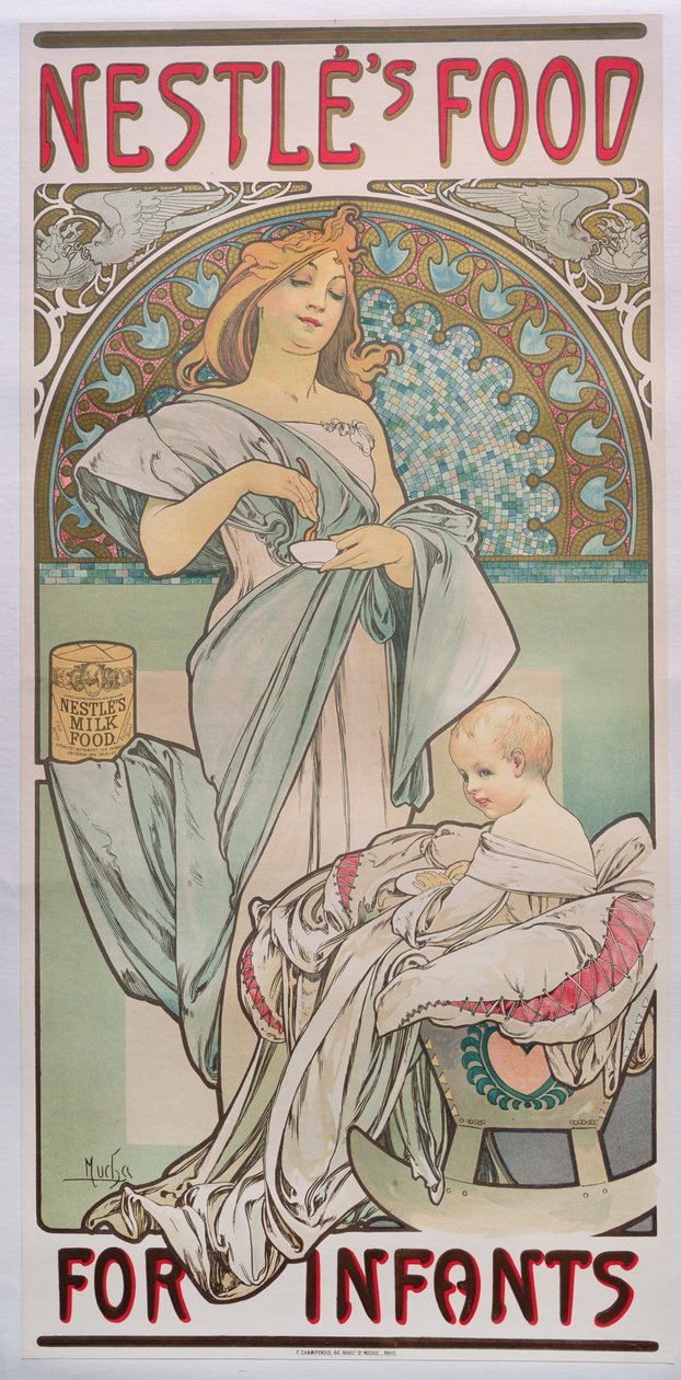 Bebekler için Nestles Maması, 1897 by Alphonse Mucha