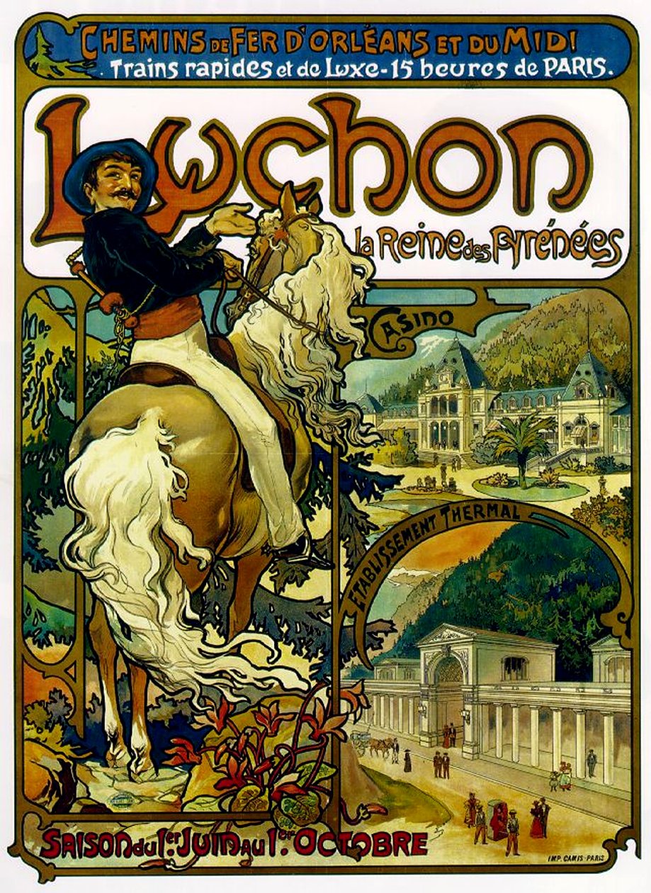 Luchon Trenleri Posteri, Fransa, 1895 by Alphonse Mucha