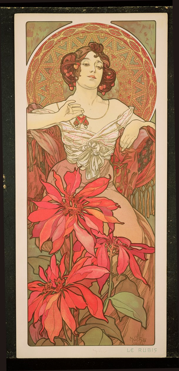 Değerli Taşlar: Yakut, 1900 by Alphonse Mucha