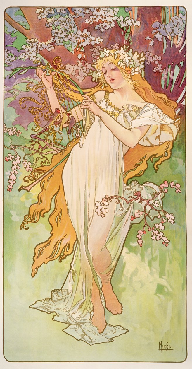 Mevsimler: İlkbahar, 1896 by Alphonse Mucha