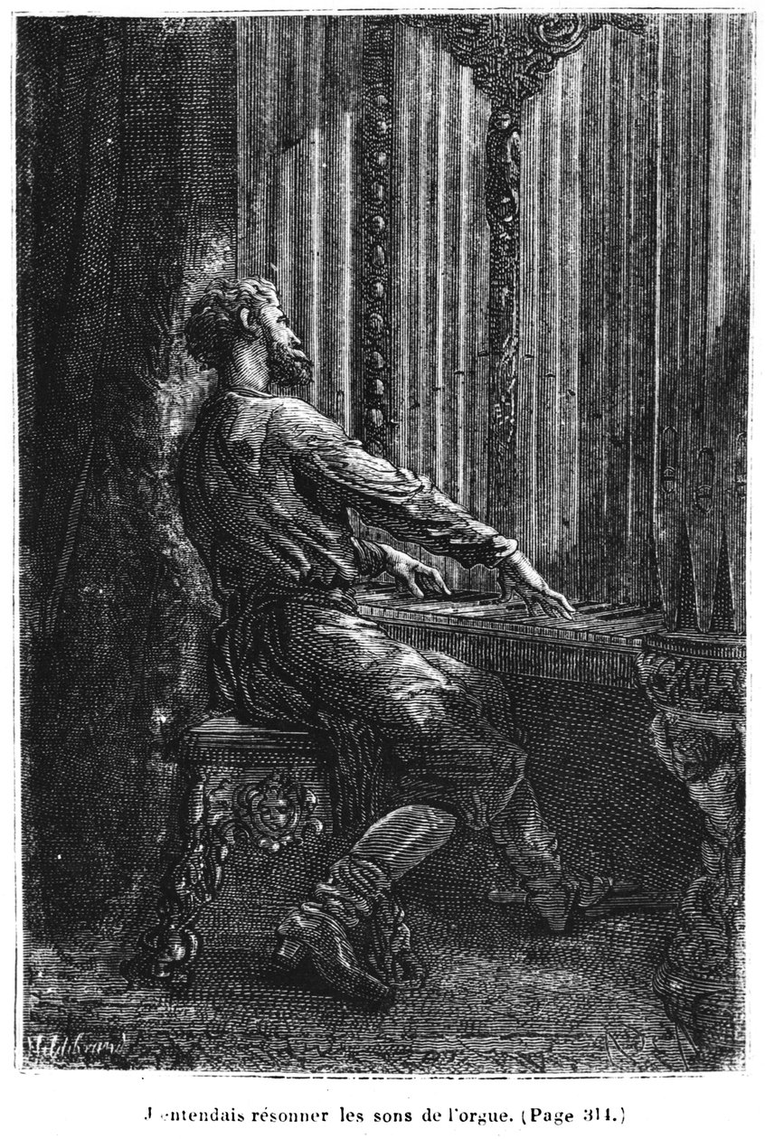 Orgu çalan Kaptan Nemo, Jules Verne (1828-1905) tarafından 