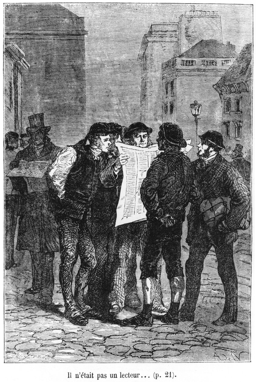19. yüzyılın sonlarında Jules Verne'in (1828-1905) 'Seksen Günde Devri Alem' adlı eserinden bir okuyucu, illüstrasyon yoktu. by Alphonse Marie de Neuville