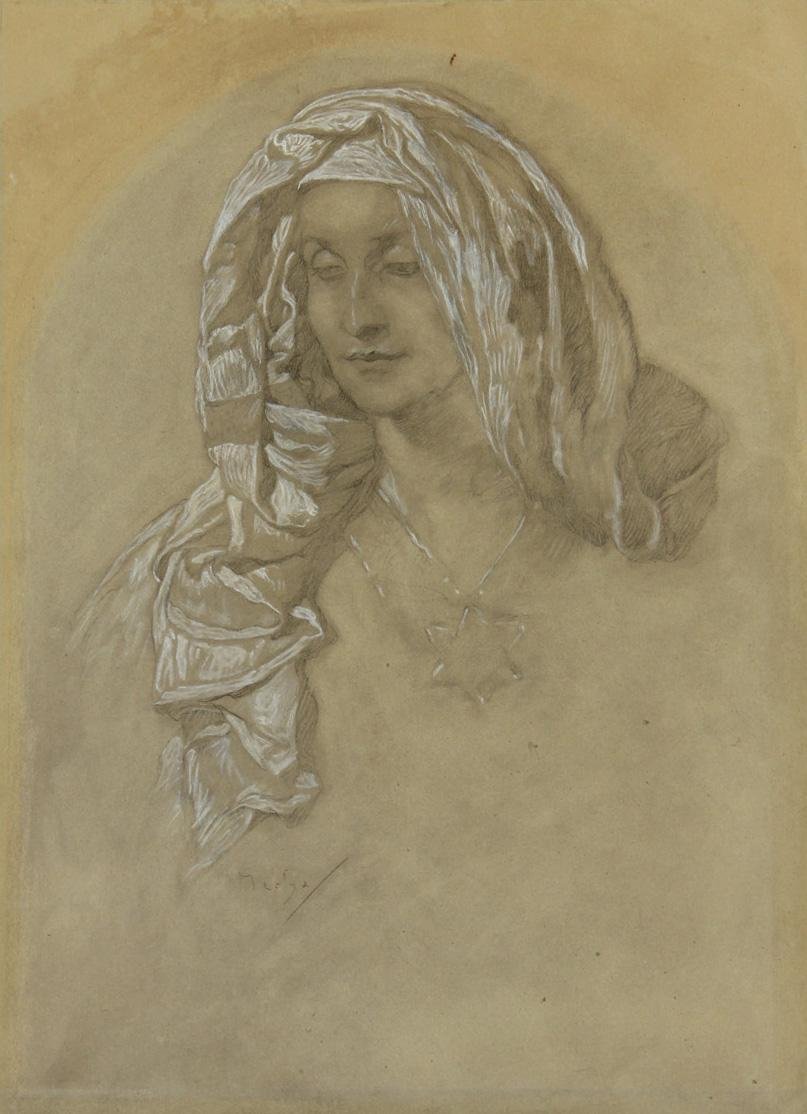 Bir kızın portresi by Alphonse Mucha