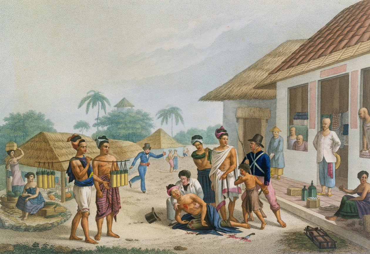 ಟಿಮೋರ್‌ನ ಕೂಪಾಂಗ್‌ನಲ್ಲಿರುವ ಬಜಾರ್‌ನ ನೋಟ, 1825 ಟರ್ಕ್‌ನಲ್ಲಿ ಪ್ರಕಟವಾದ ಪೊಮೆಲ್‌ನಿಂದ ಕೆತ್ತಿದ 