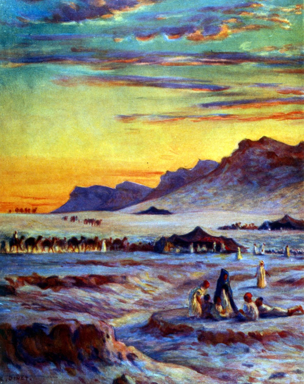 Çölde Arap Göçebeler Grubu. Nasreddine Dinet (Alphonse-Étienne Dinet) tarafından. 1861 – 1929. Fransız oryantalist ressam 1918 by Alphonse Etienne Dinet