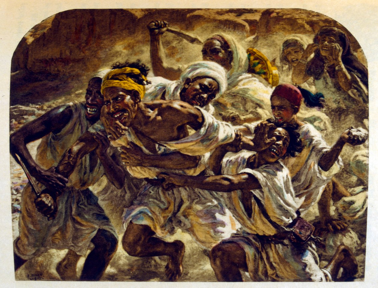 Arap yaşamının 'Serap' Sahnelerinden Dinet'in illüstrasyonu. 1906. Seraplar, Scénes De La Vie Arab, Etienne Dinet tarafından Silman Ben Ibrahim Bamer'in yorumuyla resimlendi. Nasreddine Dinet, Alphonse-Étienne Dinet olarak doğdu; (1861-1929 by Alphonse Etienne Dinet
