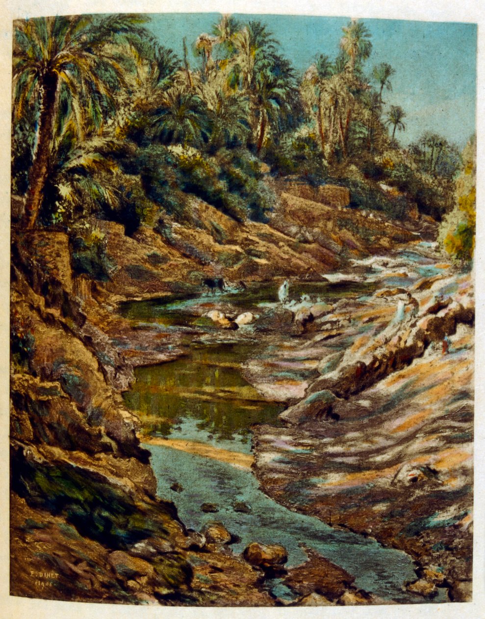 Arap yaşamının 'Serap' Sahnelerinden Dinet'in illüstrasyonu. 1906. Seraplar, Scénes De La Vie Arab, Etienne Dinet tarafından, Silman Ben Ibrahim Bamer'in yorumuyla resimlendi. Nasreddine Dinet, Alphonse-Étienne Dinet olarak doğdu; (1861-192 by Alphonse Etienne Dinet