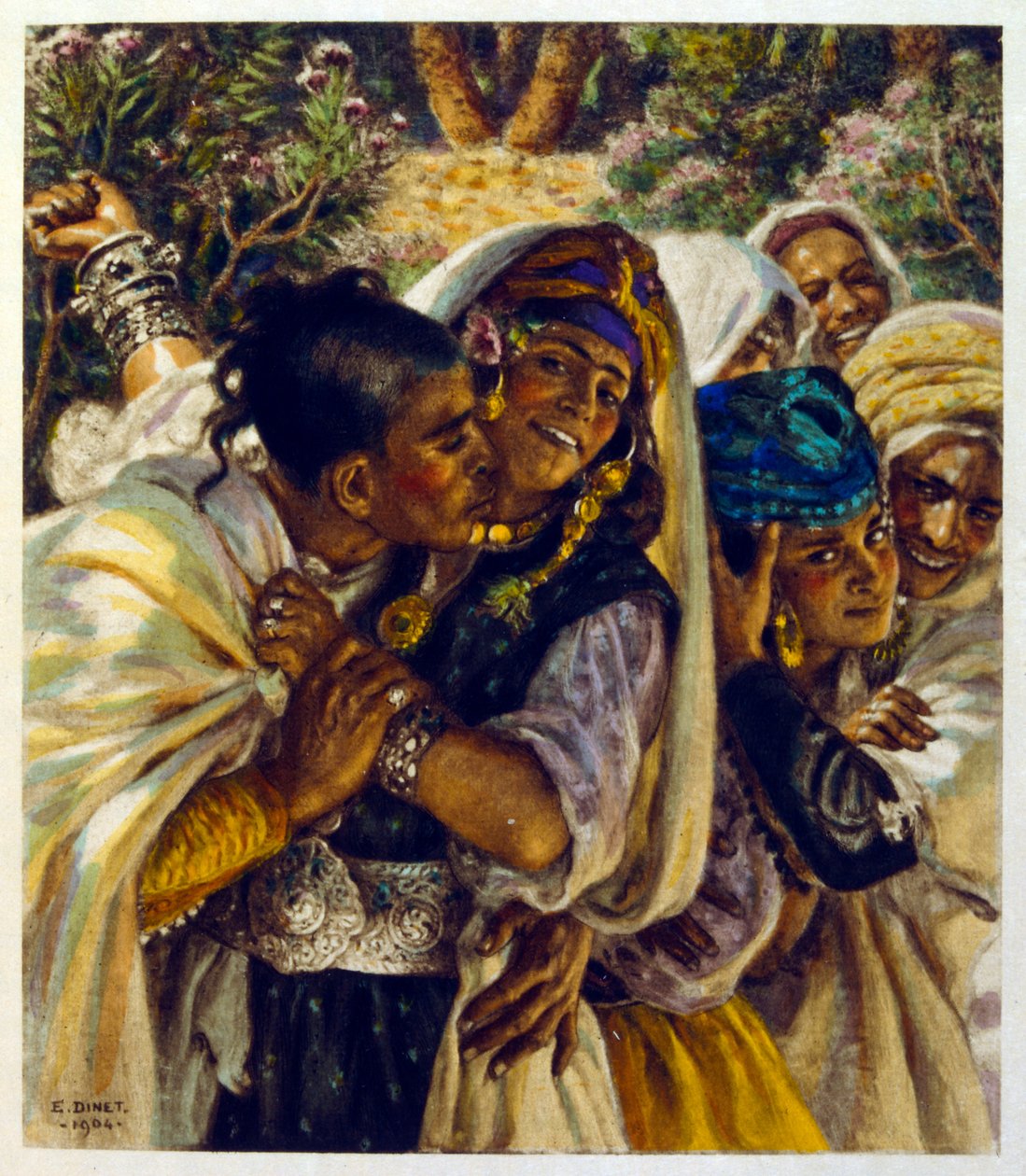 Arap yaşamının 'Serap' Sahnelerinden Dinet'in illüstrasyonu. 1906. Seraplar, Scénes De La Vie Arab, Etienne Dinet tarafından Silman Ben Ibrahim Bamer'in yorumuyla resimlendi. Nasreddine Dinet, Alphonse-Étienne Dinet olarak doğdu; (1861-1929 by Alphonse Etienne Dinet