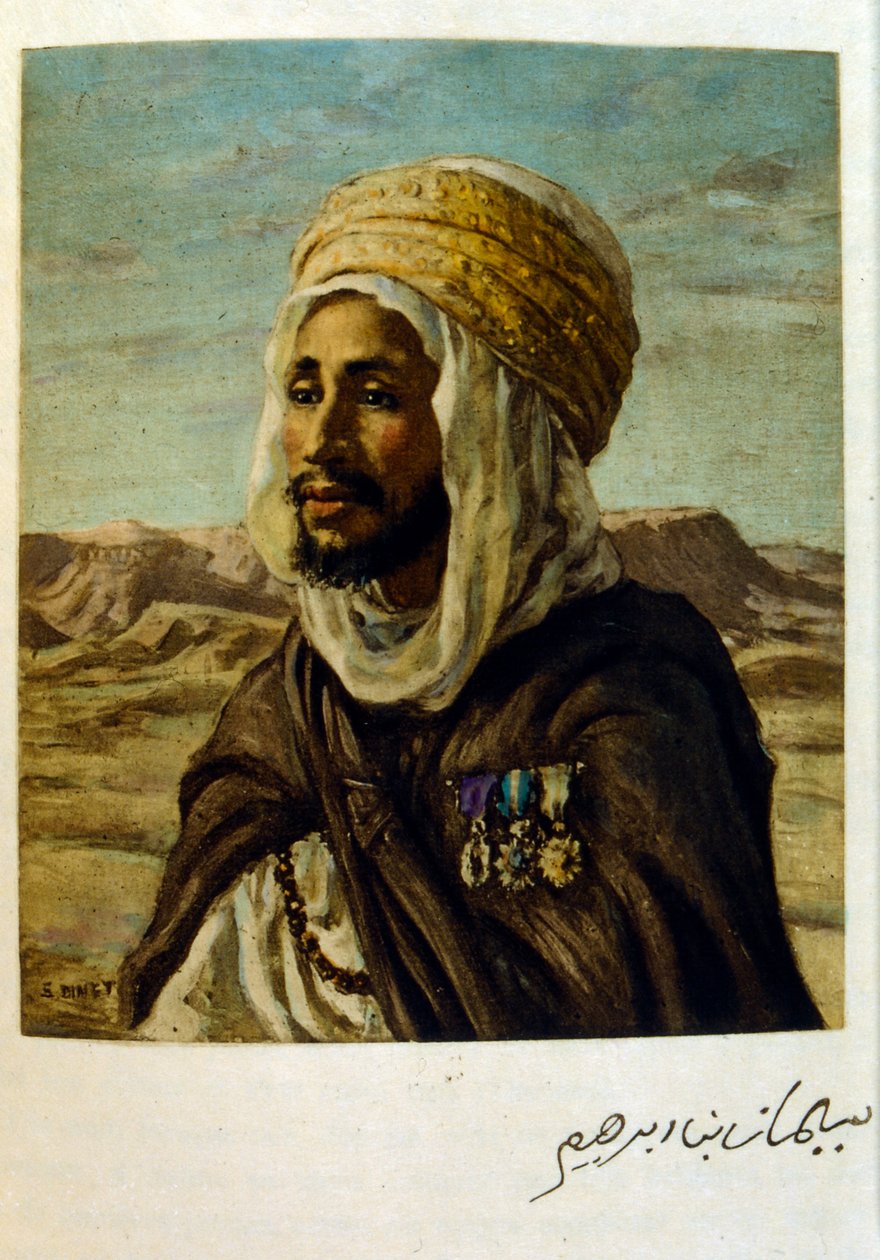 Arap yaşamının 'Serap' Sahnelerinden Dinet'in illüstrasyonu. 1906. Seraplar, Scénes De La Vie Arab, Etienne Dinet tarafından, Silman Ben Ibrahim Bamer'in yorumuyla resimlendi. Nasreddine Dinet, Alphonse-Étienne Dinet olarak doğdu; (1861-192 by Alphonse Etienne Dinet