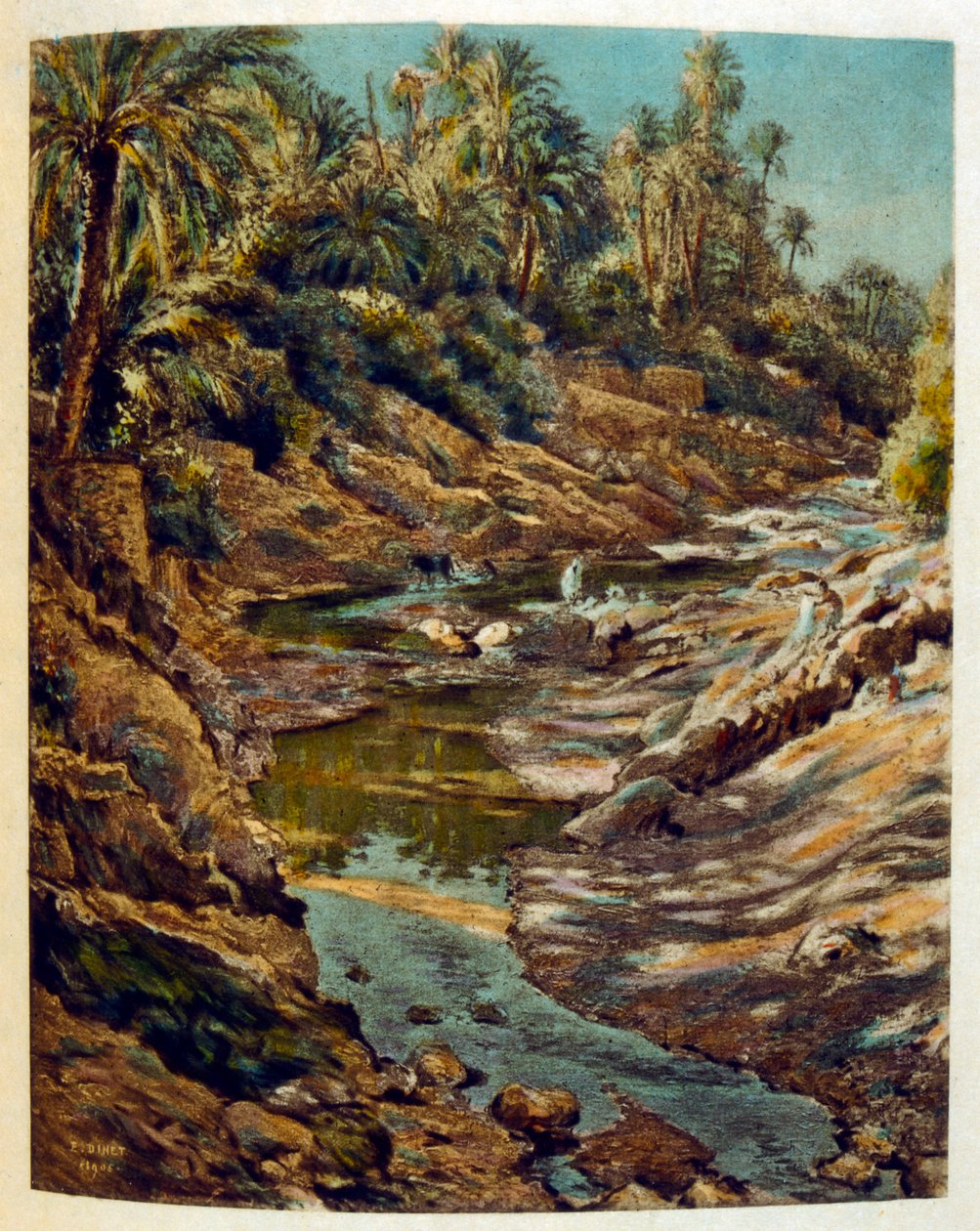 Arap yaşamının 'Serap' Sahnelerinden Dinet'in illüstrasyonu. 1906. Seraplar, Scénes De La Vie Arab, Etienne Dinet tarafından Silman Ben Ibrahim Bamer'in yorumuyla resimlendi. Nasreddine Dinet, Alphonse-Étienne Dinet olarak doğdu; (1861-1929 by Alphonse Etienne Dinet