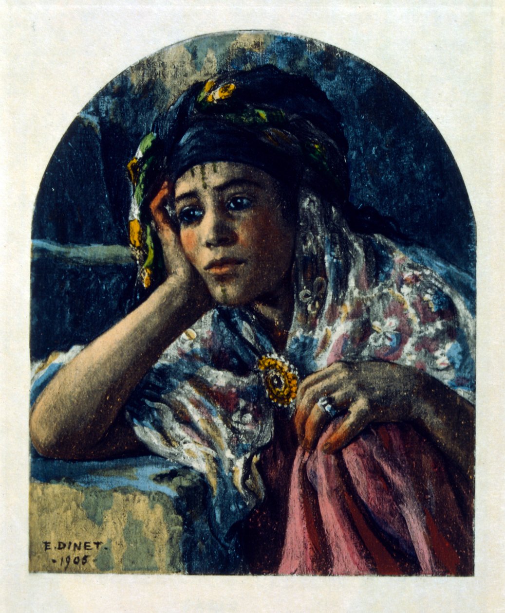 Arap yaşamının 'Serap' Sahnelerinden Dinet'in illüstrasyonu. 1906. Seraplar, Scénes De La Vie Arab, Etienne Dinet tarafından, Silman Ben Ibrahim Bamer'in yorumuyla resimlendi. Nasreddine Dinet, Alphonse-Étienne Dinet olarak doğdu; (1861-192 by Alphonse Etienne Dinet