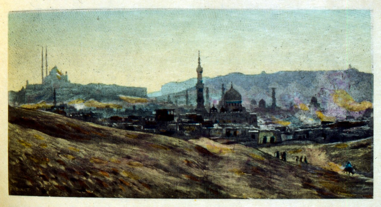 Arap yaşamının 'Serap' Sahnelerinden Dinet'in illüstrasyonu. 1906. Seraplar, Scénes De La Vie Arab, Etienne Dinet tarafından, Silman Ben Ibrahim Bamer'in yorumuyla resimlendi. Nasreddine Dinet, Alphonse-Étienne Dinet olarak doğdu; (1861-192 by Alphonse Etienne Dinet