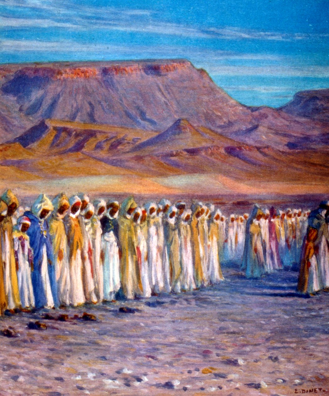 Müslüman Arap hacıları Mekke'ye giderken tasvir eden çizim. Nasreddine Dinet (Alphonse-Étienne Dinet) tarafından. 1861 – 1929 by Alphonse Etienne Dinet