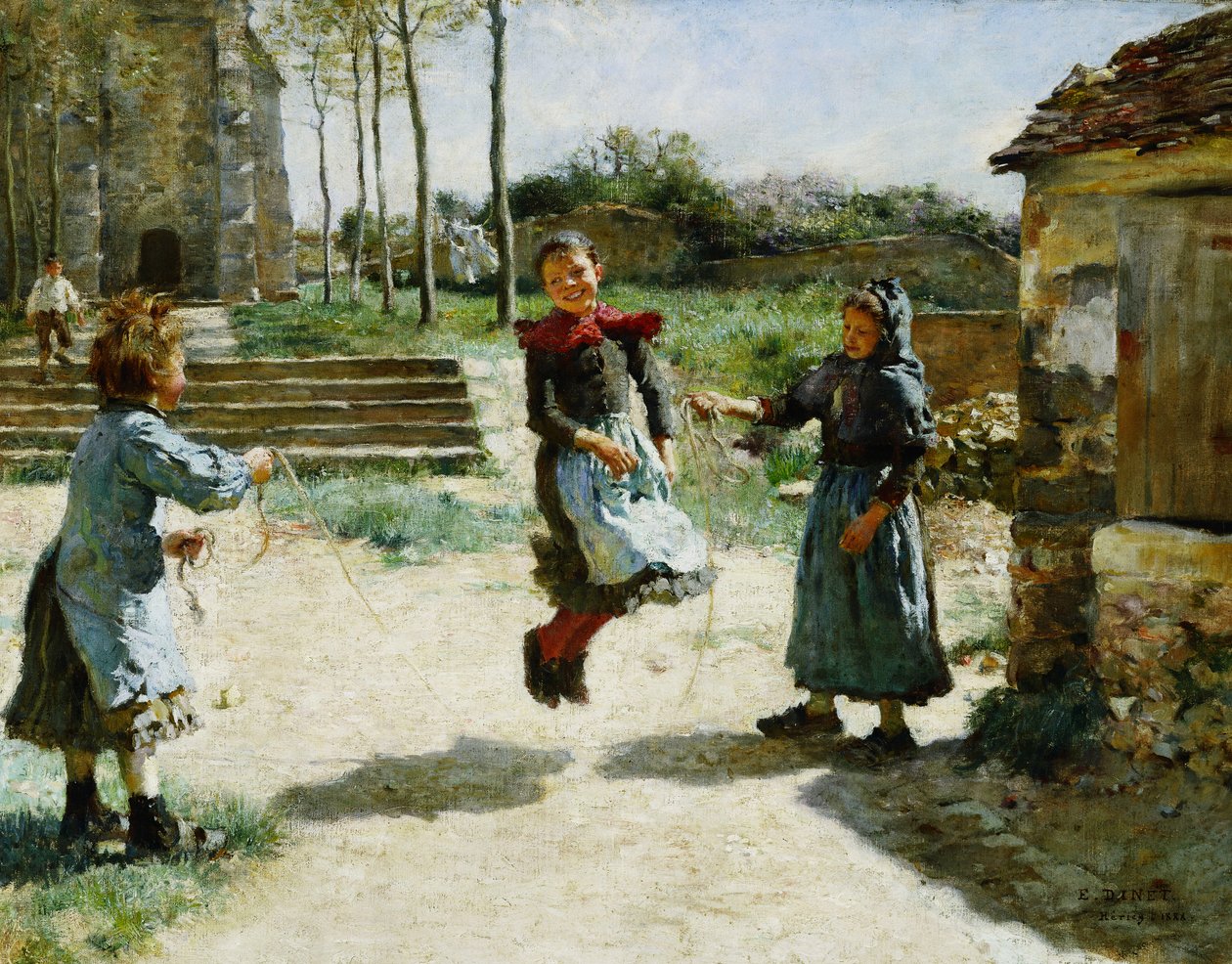 Küçük Kızlar İp Atlıyor; Oyunlar Sautant ve Corde by Alphonse Etienne Dinet