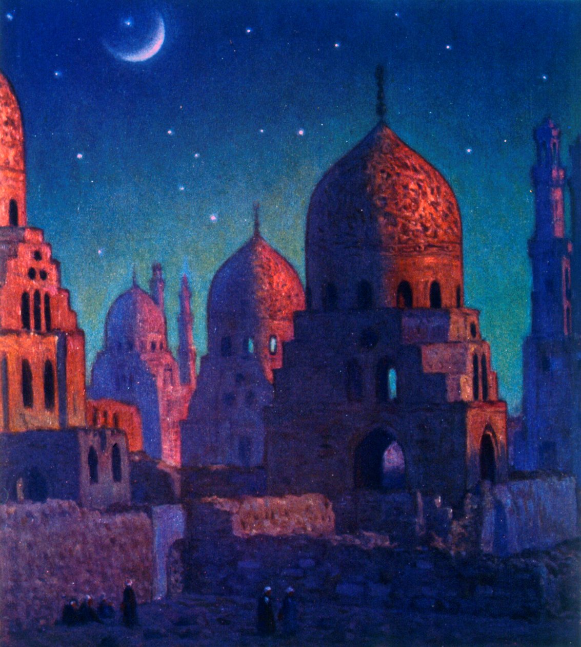 Ölüler Şehri. veya Kahire Nekropolü. Kahire. Mısır. Nasreddine Dinet (Alphonse-Étienne Dinet) tarafından. 1861 – 1929. Fransız oryantalist ressam 1919 by Alphonse Etienne Dinet