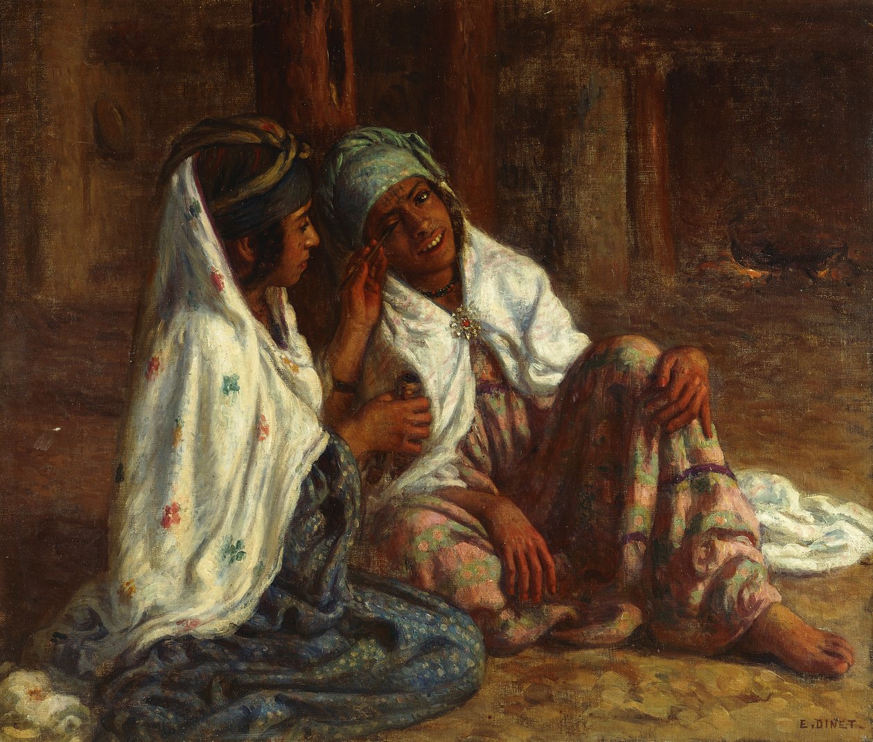 Makyaj Kullanan Genç Kızlar; Jeune Filles se Maquillan by Alphonse Etienne Dinet