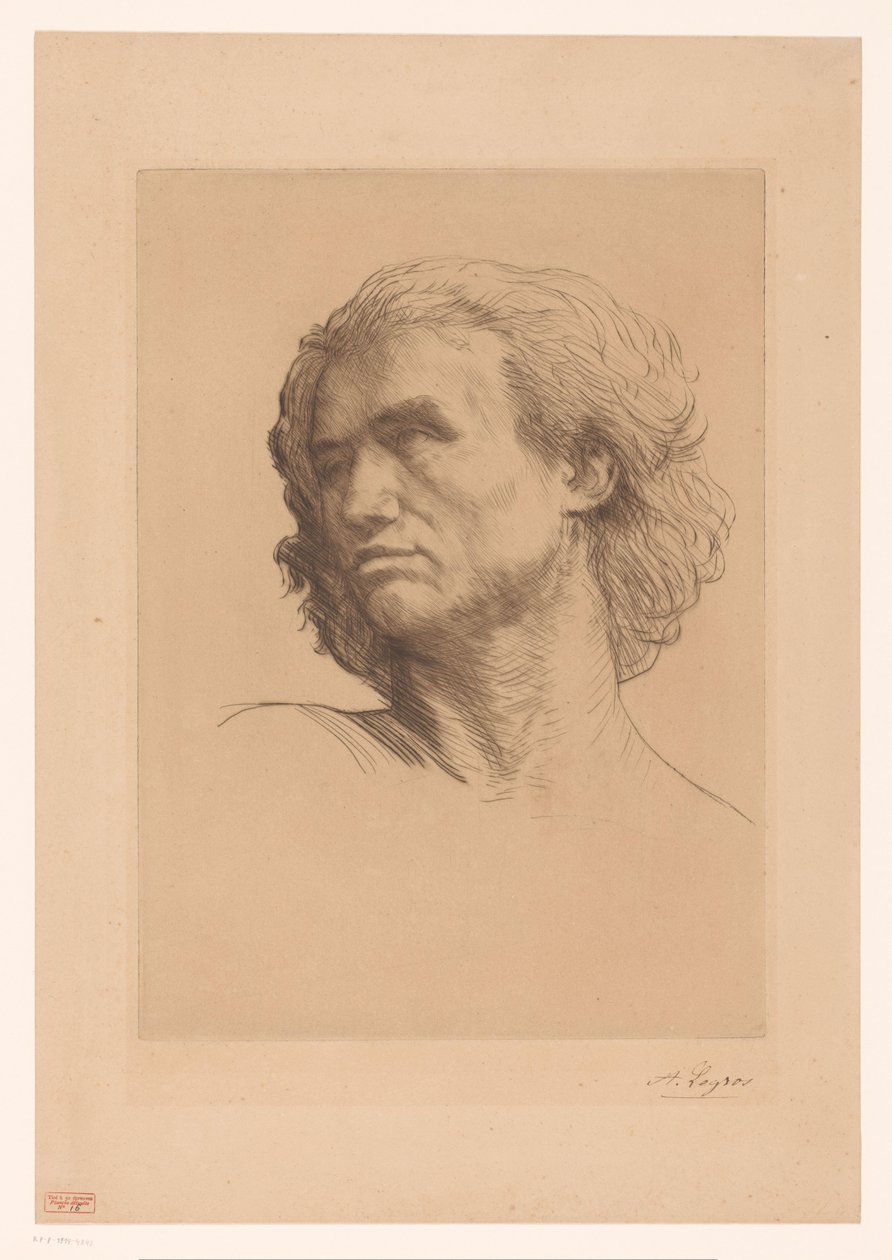 Bir adamın başı by Alphonse Legros (signed by artist)