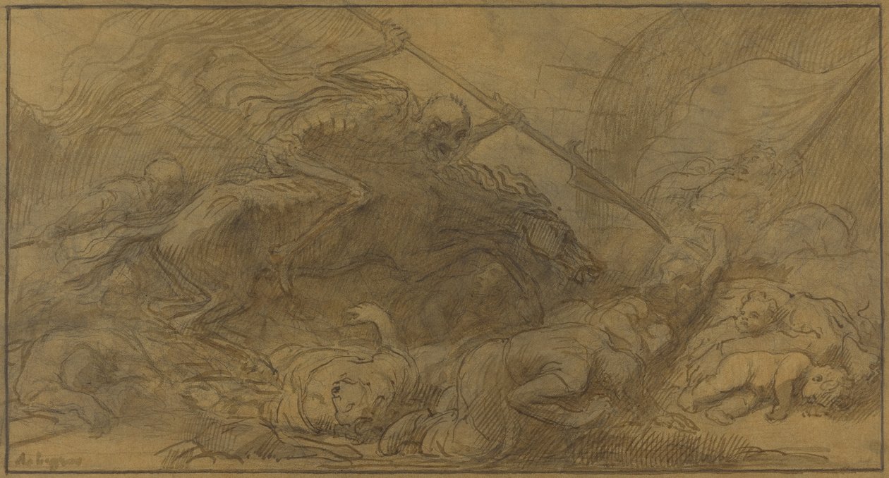 Savaştan Sonra (kahverengi kağıt üzerine grafit üzerine kahverengi yıkama ile kalem ve kahverengi mürekkep) by Alphonse Legros