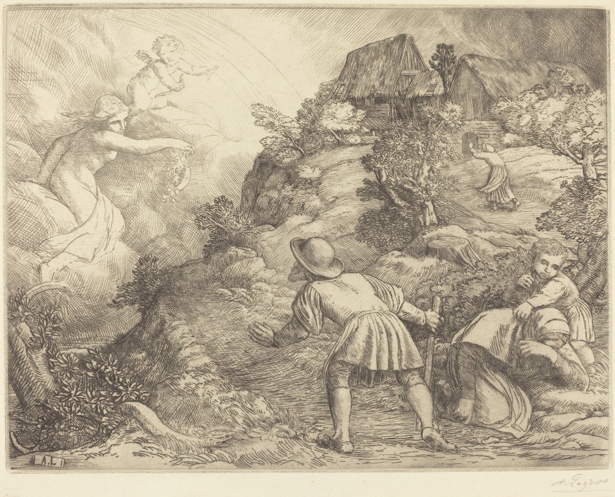 Köylü ve Servet Alegorisi: Alegorik Konu by Alphonse Legros