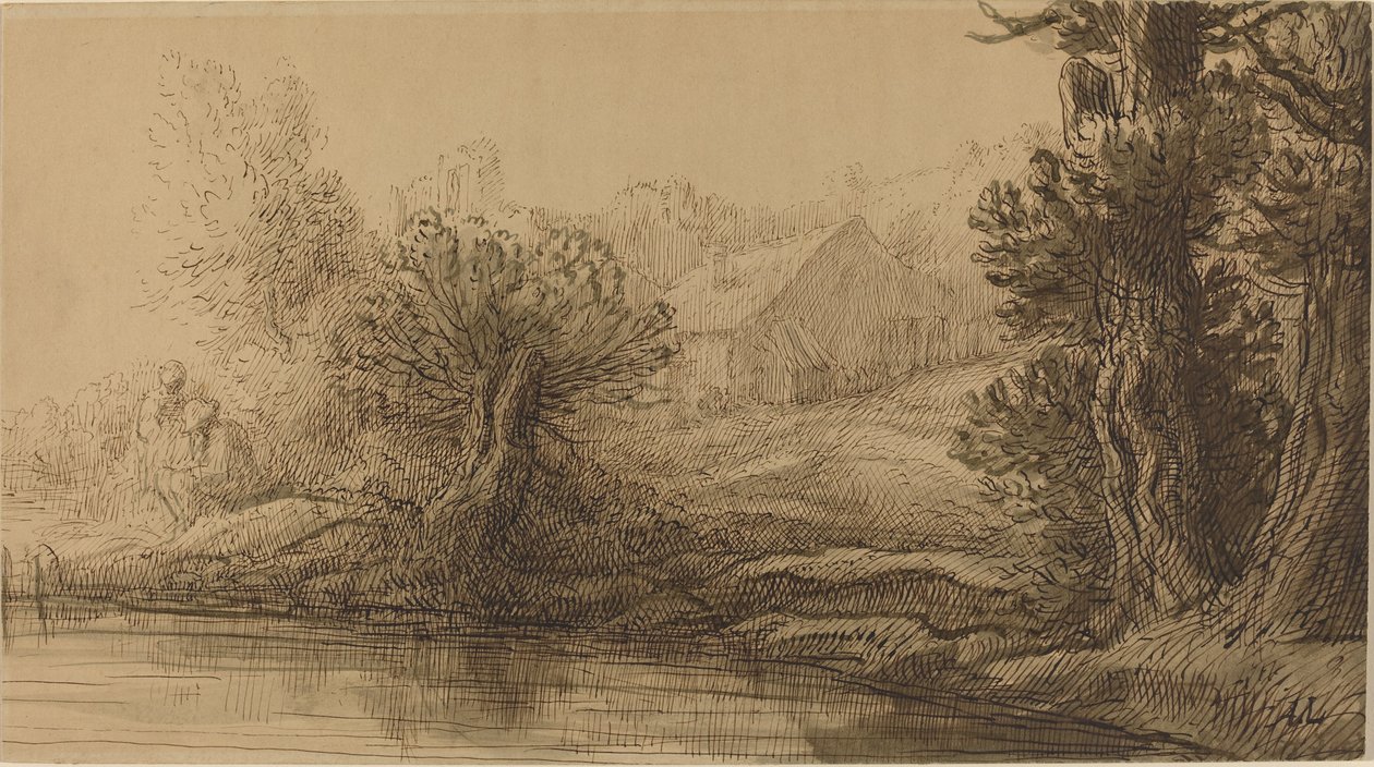 Bir Nehrin Kıyısı. by Alphonse Legros