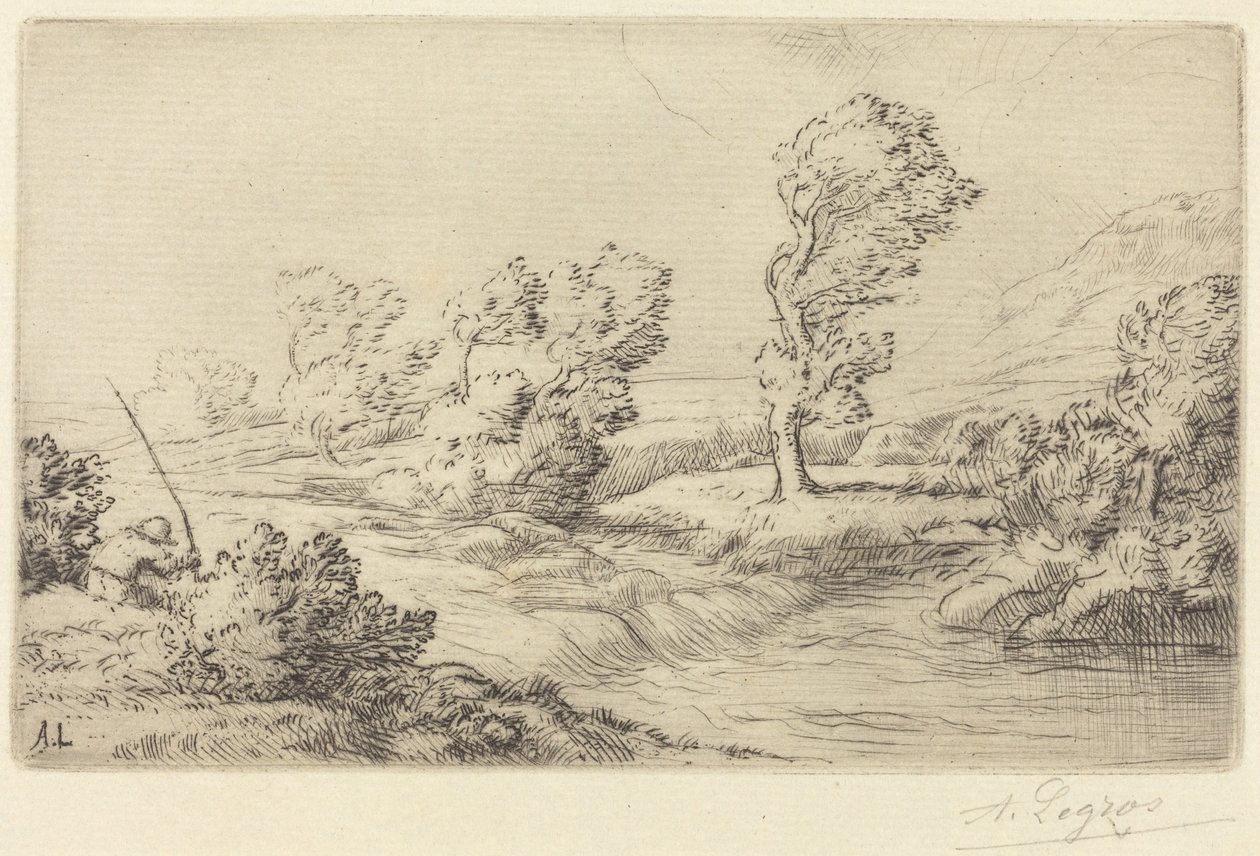 Marne Bord de la Marne kıyıları. by Alphonse Legros