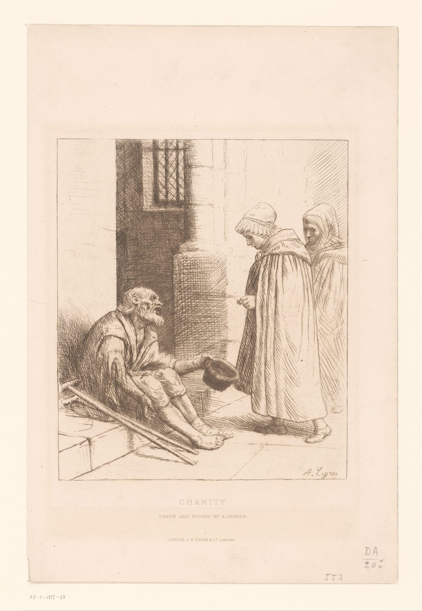 Bir merdiven üzerinde dilenci Hayır kurumu (nesne üzerindeki başlık) by Alphonse Legros