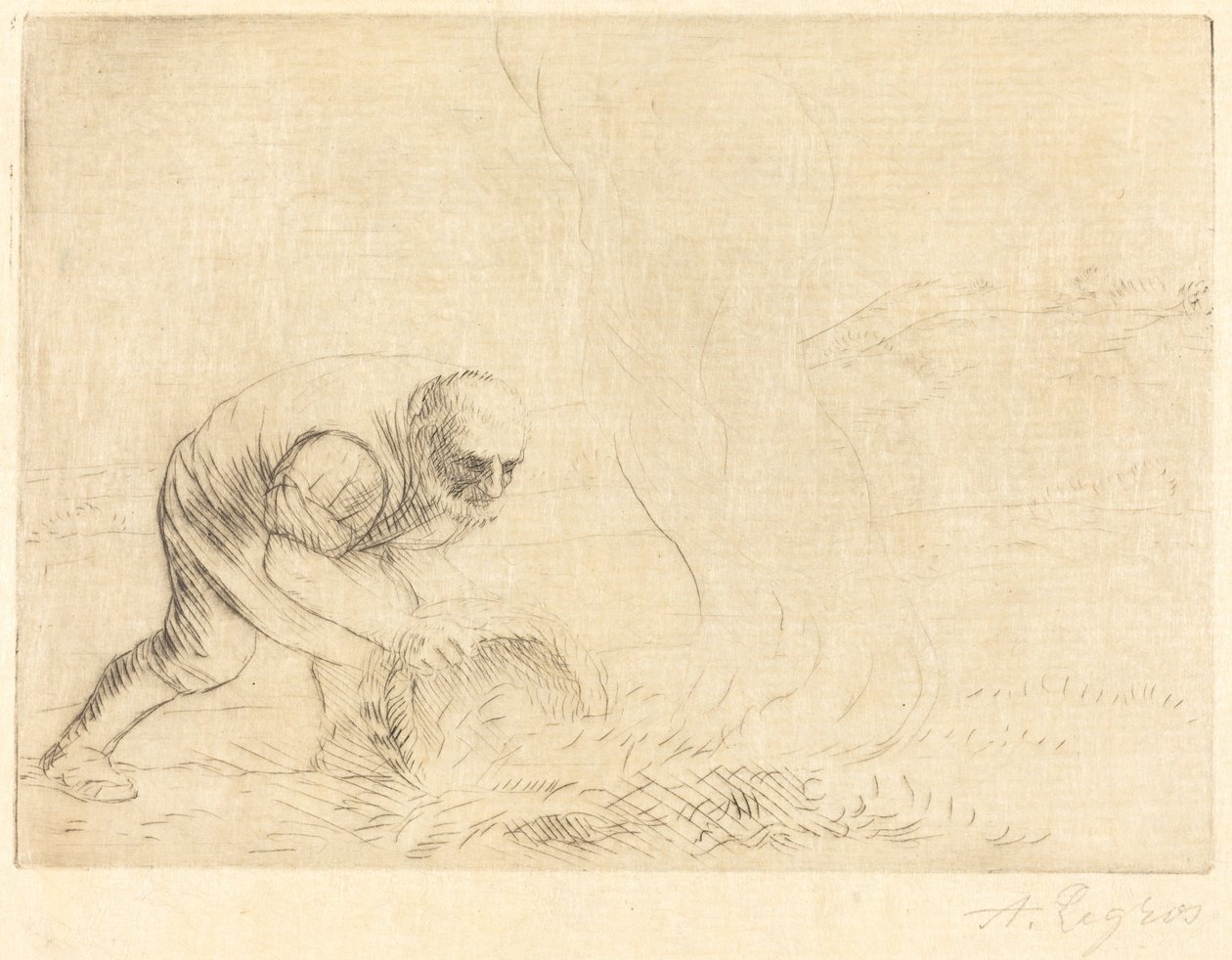 Yanan Çim Bitki yakıcı. by Alphonse Legros