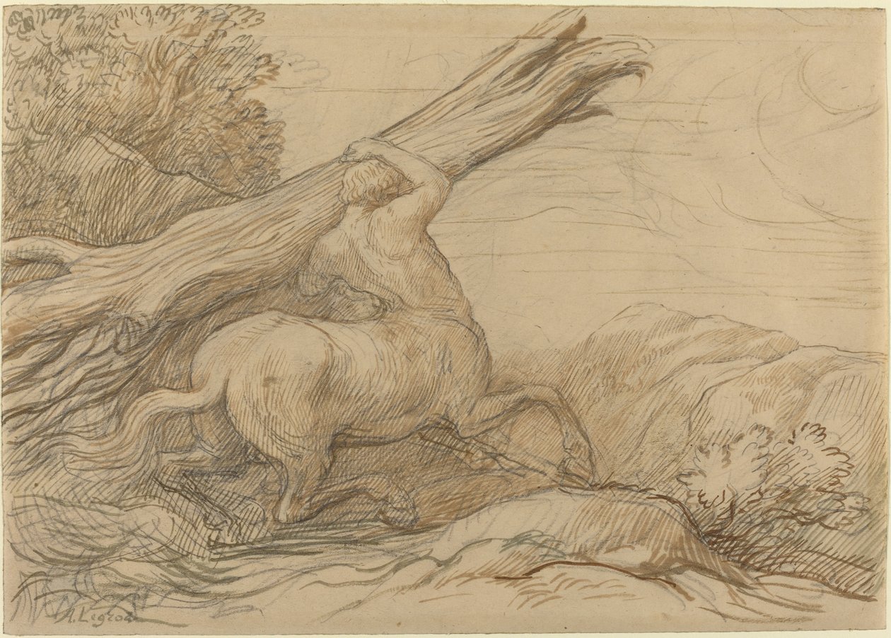 Bir Ağaç Gövdesi Taşıyan Sentor by Alphonse Legros