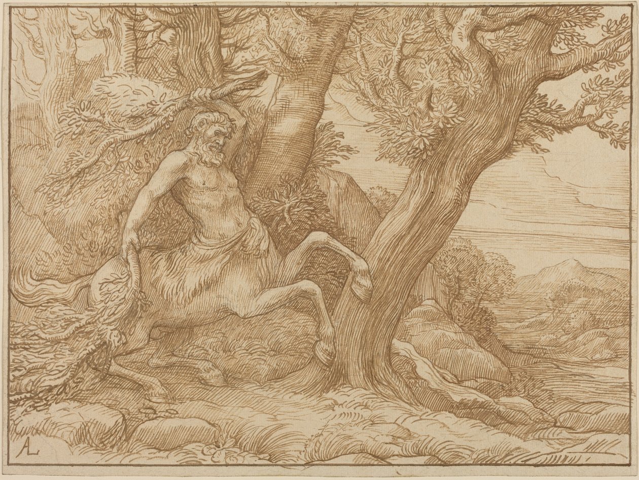 Dallı Centaur (dokuma kağıt üzerine kalem ve kahverengi mürekkep) by Alphonse Legros