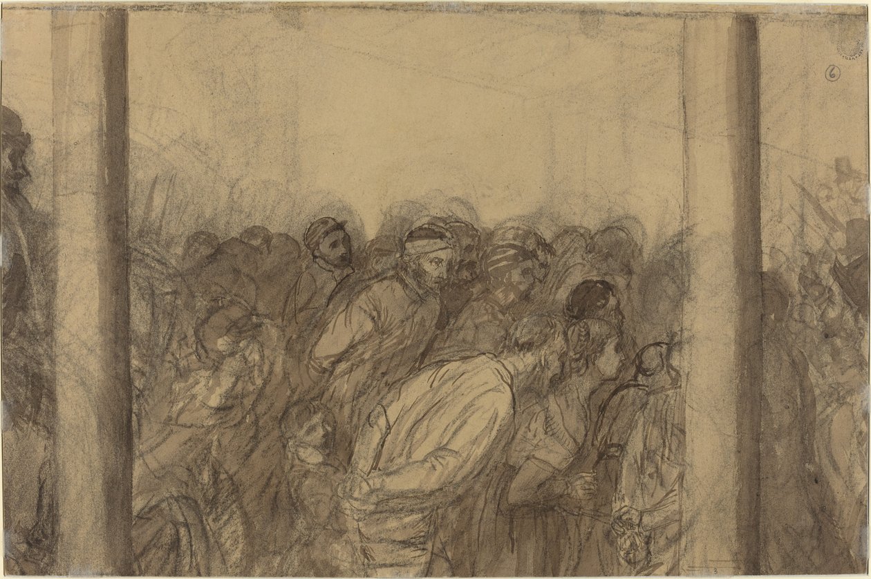 İki Sütun Arasında Görülen İnsan Kalabalığı [verso]. by Alphonse Legros