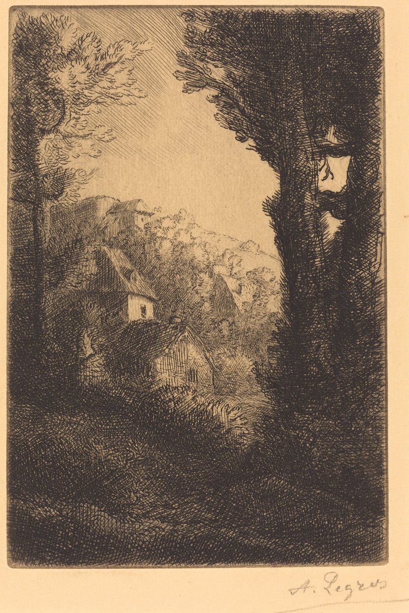 Güneş Işığında Bir Yamaçta Çiftlik by Alphonse Legros