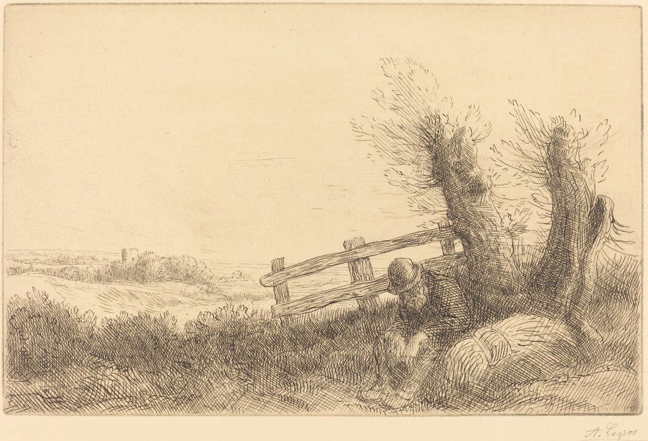 çiftçi, uzanmış by Alphonse Legros
