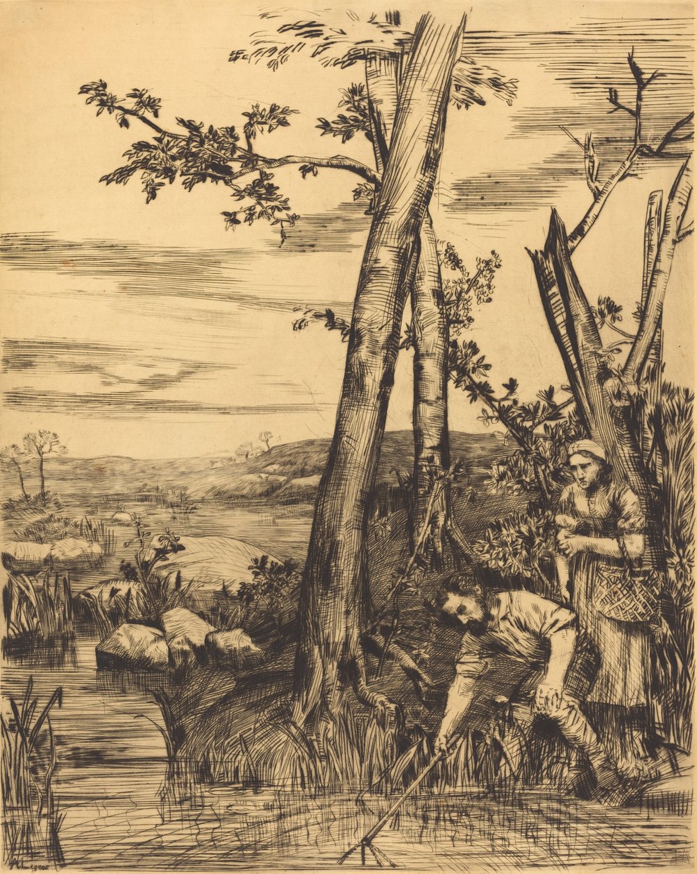 Kerevit için Balık Tutma by Alphonse Legros