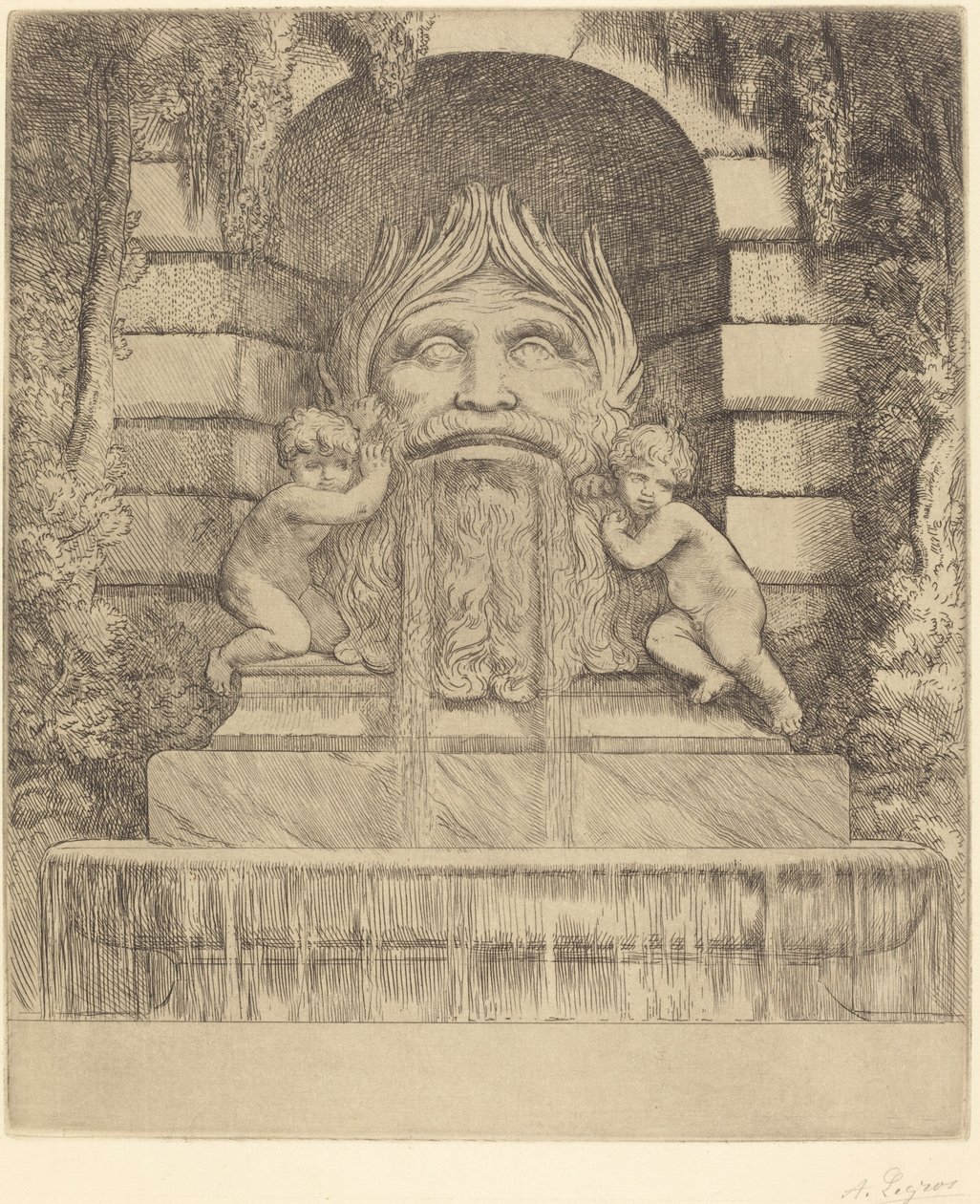 Çeşme: Grotesk, Çocuklar ve Havza Une çeşmesi: Maske, enfants ve bassin. by Alphonse Legros