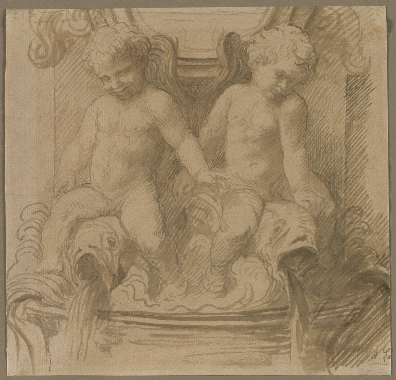 Putti Binen Yunuslarla Çeşme, 1800
