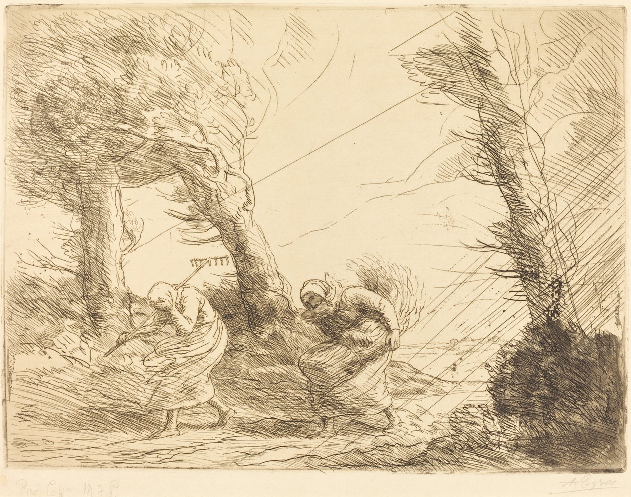 Hasatçılar Fırtınadan Şaşırdı by Alphonse Legros