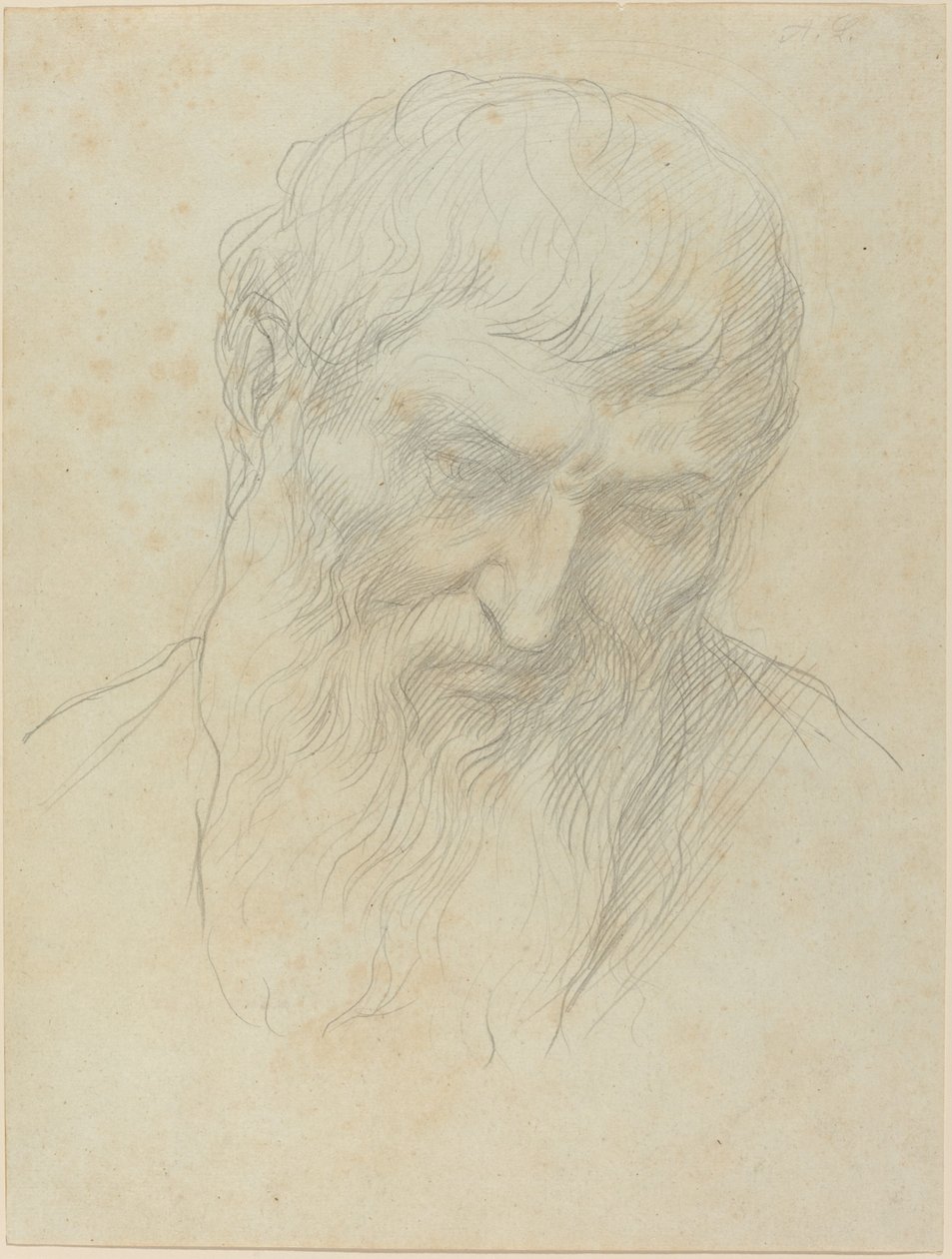 Kıvırcık Saçlı ve Sakallı Bir Adamın Başkanı. by Alphonse Legros