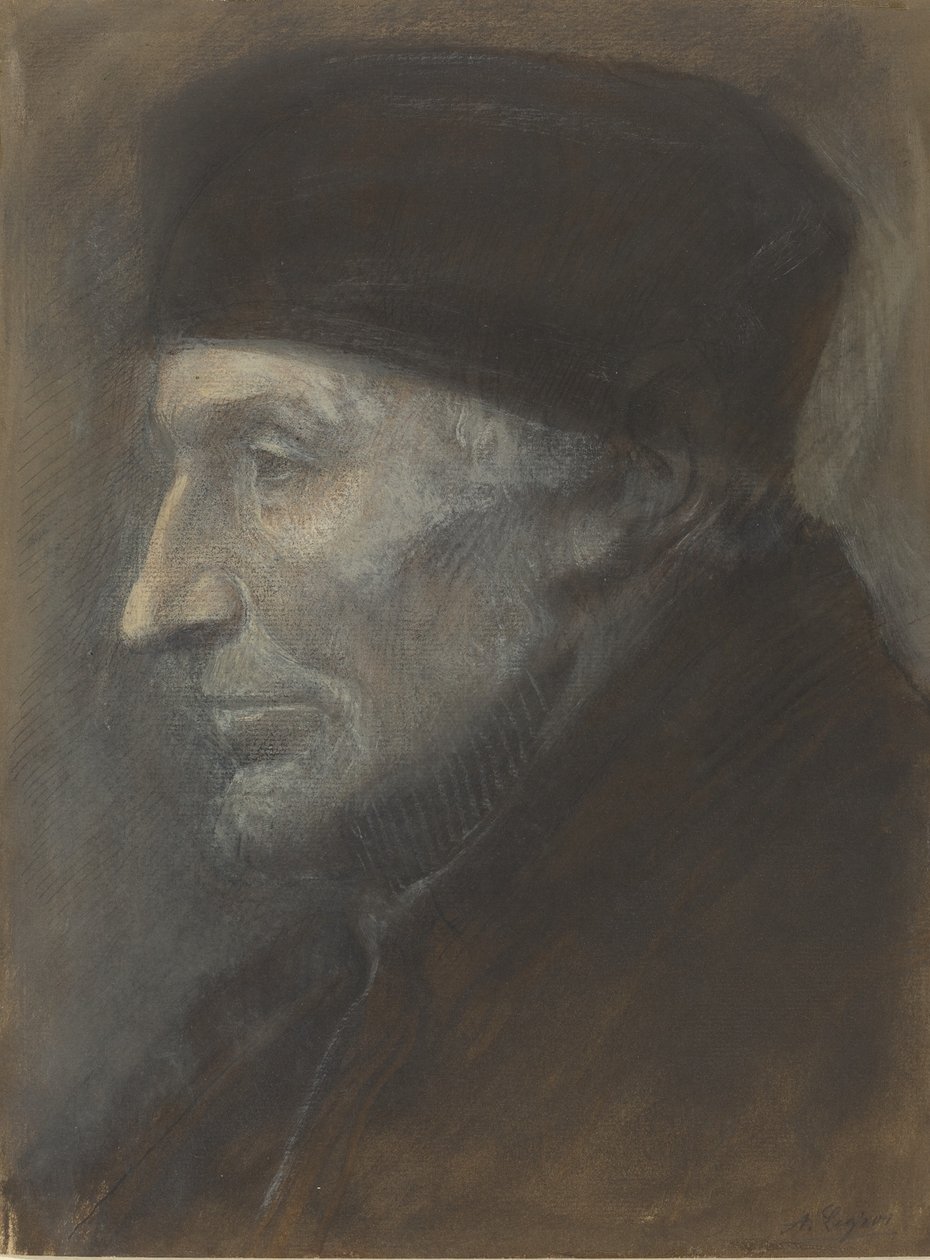 Kafatası Olan Bir Adamın Başı. by Alphonse Legros